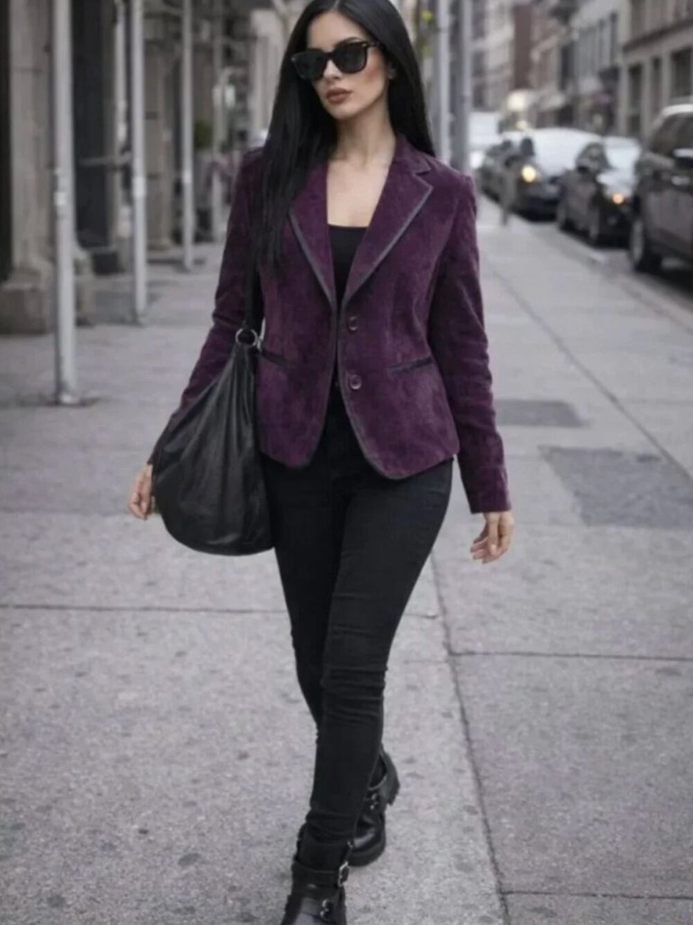 Larry Levine Vintage Purple Velveteen Blazer Goth Whimsigoth Size L